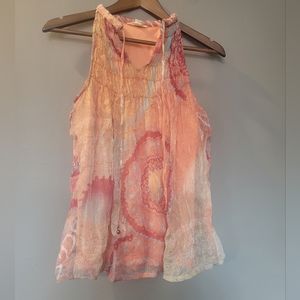 Adiva Multi Colored Sleeveless Tank Flowy Boho Silky Top Womens Size M